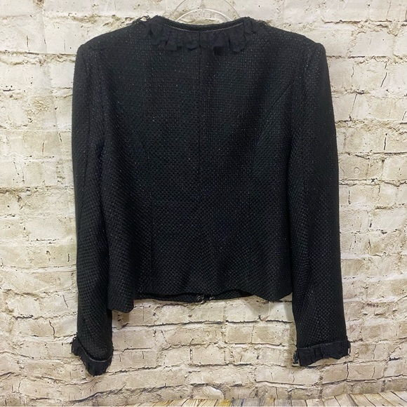NWT Love 21 Forever 21 Black Tweed Lace Chain Blazer Jacket - Picture 2 of 7